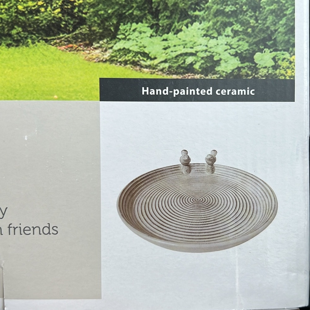 NWT Belavi Bird Drinking Trough Ceramic Spiral Bird Feeder - Brown and Cream - Picture 6 of 8